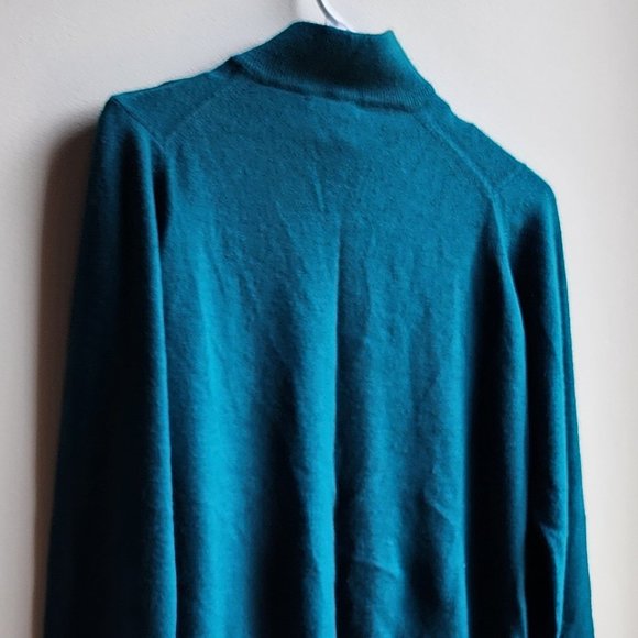 Heathcote Vintage Aqua Mock Neck Pearl Button Sweater Size 38/Large - Picture 14 of 16